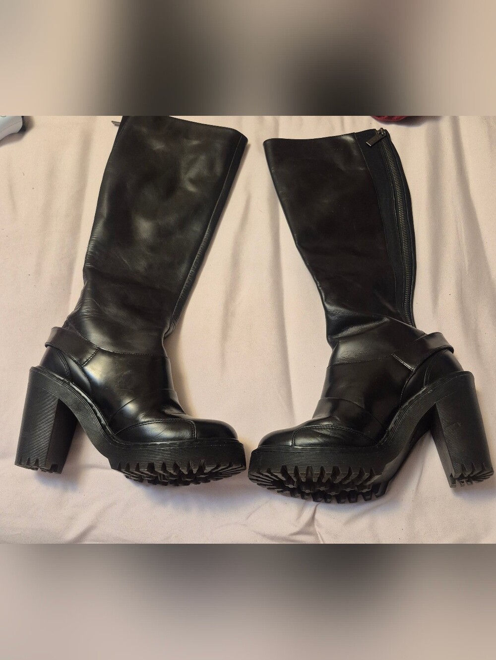 Dr Martens Lyanna Black Knee High Platform Heel Boots Women’s US 6 EU 37